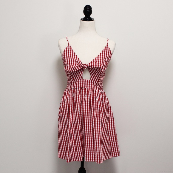 Pixi Ivy Dresses & Skirts - Red White Checkered Peephole Bow 4th of July Dress